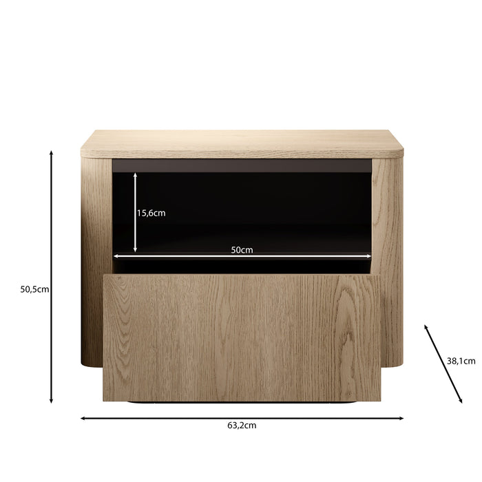Meubella - Taywan - Nachtkastje - Eiken - 63 cm