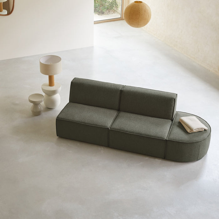 Tikamoon - Dario modulaire 2-zitsbank van groene stof