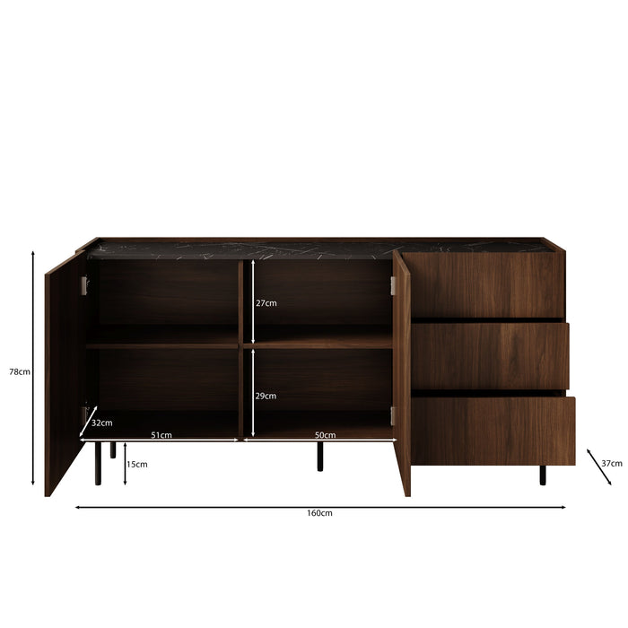 Meubella - Tahiti - Dressoir - Donker eiken - 160 cm