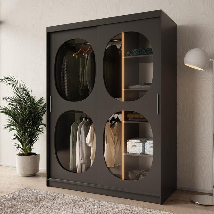 Meubella - Kledingkast Bravanti - Zwart - 150 cm