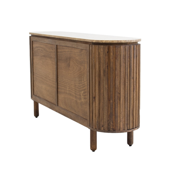 Giga Meubel - Dressoir Bruin Mangohout Travertin - 175x40x85cm - Myra