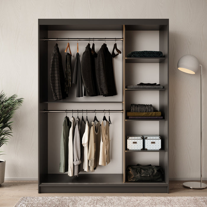 Meubella - Kledingkast Bravanti - Zwart - 150 cm