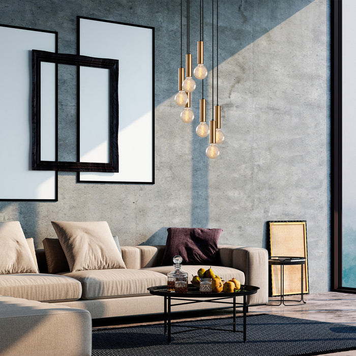 Giga Meubel - Hanglamp Goud Metaal - 7-Lichts - 40x40x136cm - Tempo