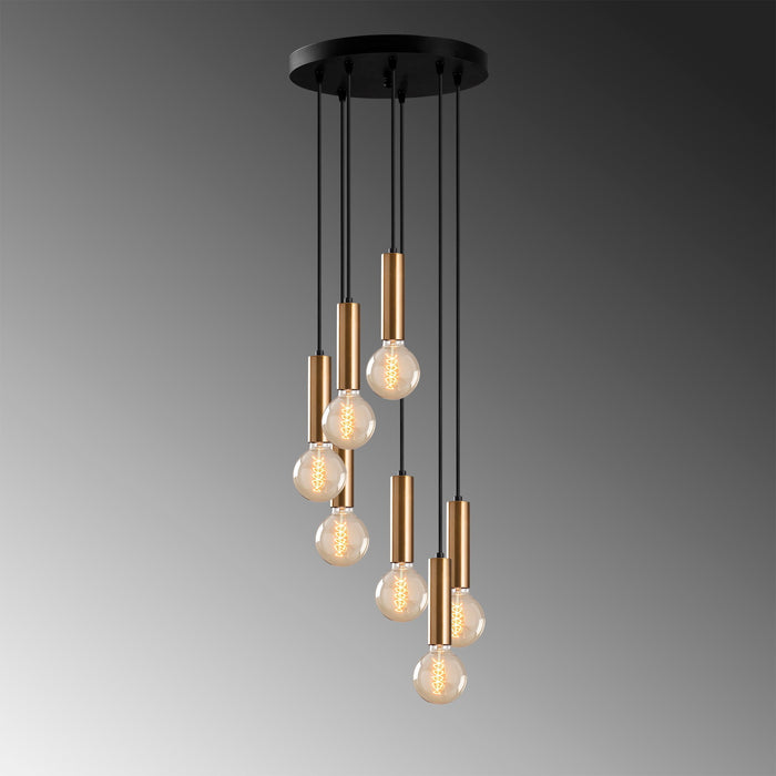 Giga Meubel - Hanglamp Goud Metaal - 7-Lichts - 40x40x136cm - Tempo