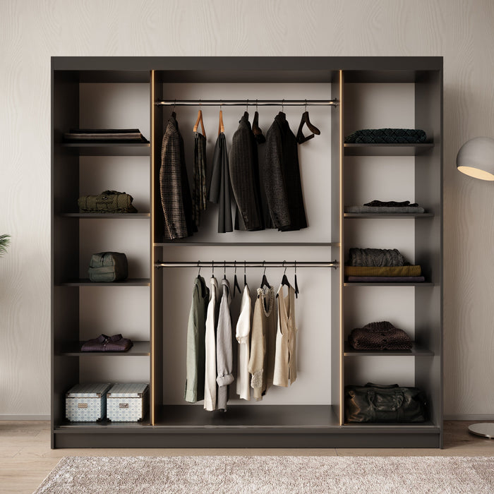 Meubella - Kledingkast Bravanti - Zwart - 200 cm