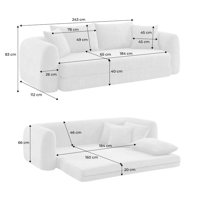 sweeek - 3-zits slaapbank met gestructureerde bouclé