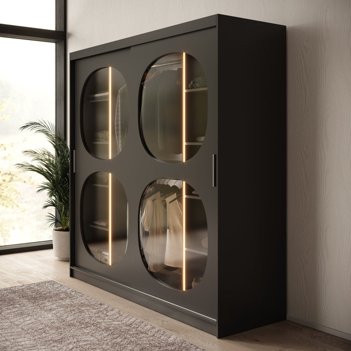 Meubella - Kledingkast Bravanti - Zwart - 200 cm