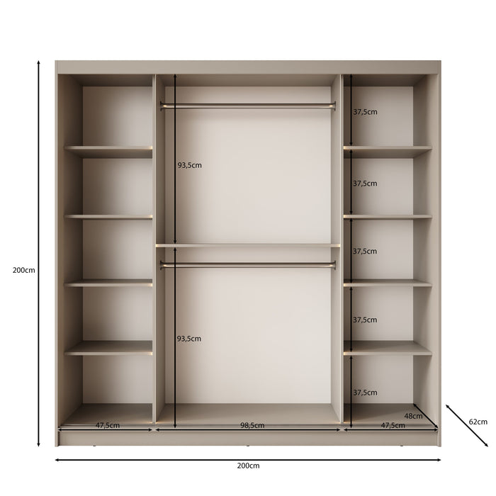 Meubella - Kledingkast Bravanti - Zwart - 200 cm