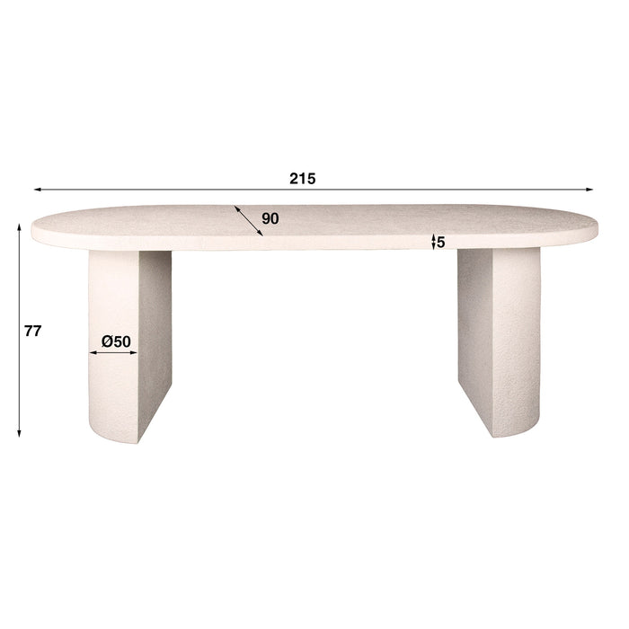 Giga Meubel - Eettafel Ovaal Wit Marmercomposiet - 215cm - Arch Stone