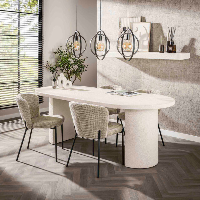 Giga Meubel - Eettafel Ovaal Wit Marmercomposiet - 215cm - Arch Stone