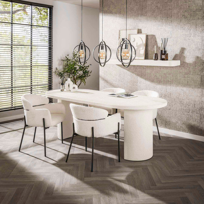 Giga Meubel - Eettafel Ovaal Wit Marmercomposiet - 215cm - Arch Stone