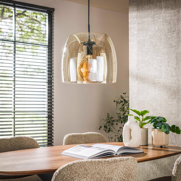 Giga Meubel - Hanglamp Amber Glas - 1-lichts - 35x35x150cm - Drift