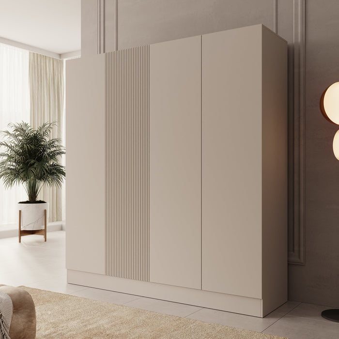 Meubella - Capri - Kledingkast 4-deurs - Beige - 205x55x220 cm