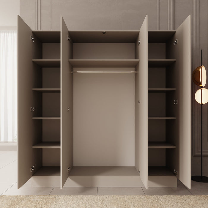Meubella - Capri - Kledingkast 4-deurs - Beige - 205x55x220 cm