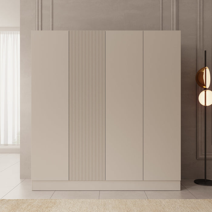 Meubella - Capri - Kledingkast 4-deurs - Beige - 205x55x220 cm