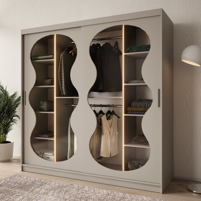 Meubella - Kledingkast Bunaro - Beige - 200 cm