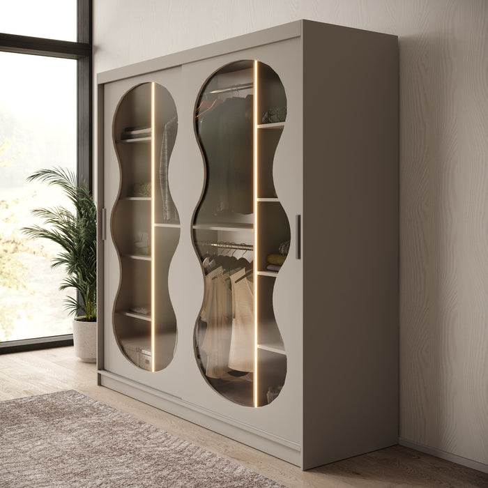 Meubella - Kledingkast Bunaro - Beige - 200 cm