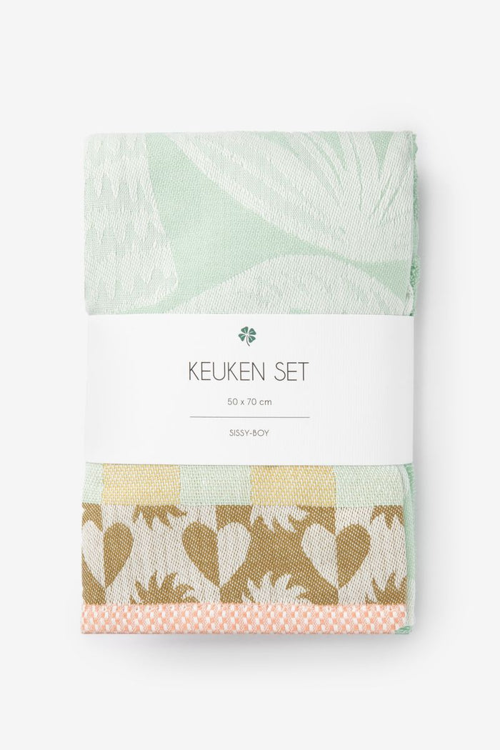 Sissy-Boy Lichtgroene handdoek en theedoek