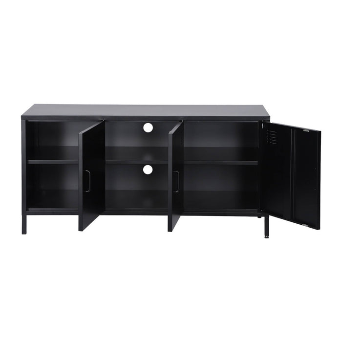 sweeek - Industriële tv-meubel metaal 3 deuren 120cm