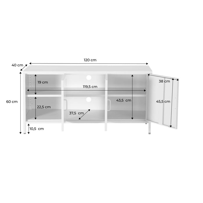 sweeek - Industriële tv-meubel metaal 3 deuren 120cm