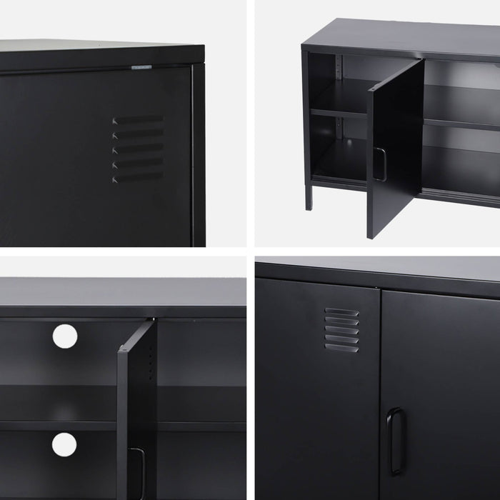 sweeek - Industriële tv-meubel metaal 3 deuren 120cm