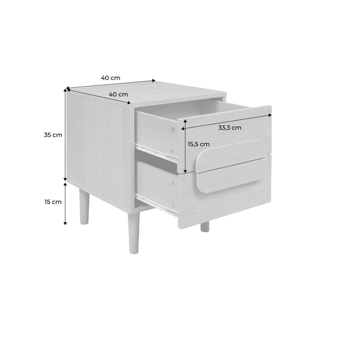 sweeek - Nachtkastje houtdecor vintage 2 lades