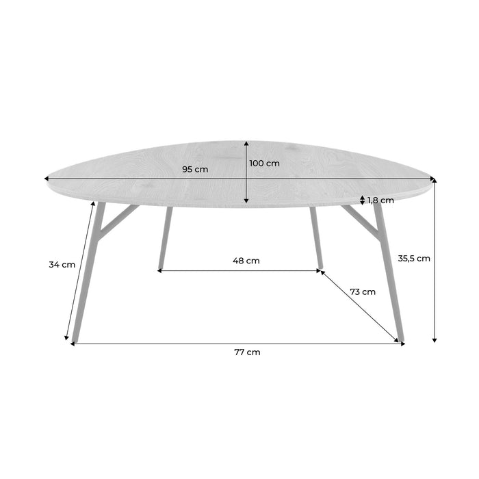sweeek - Afgeronde driehoekige salontafel met houteffect en