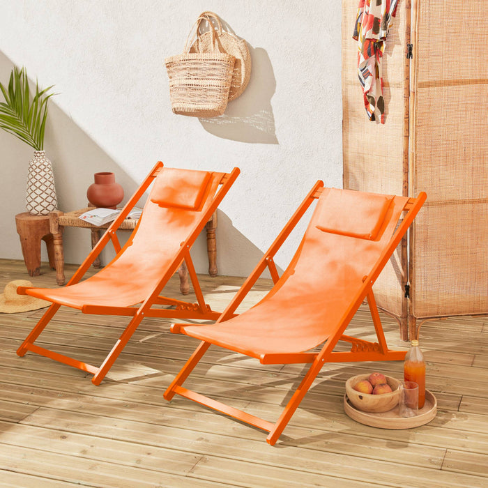 sweeek - Aluminium ligstoel met meerdere posities (set van 2)