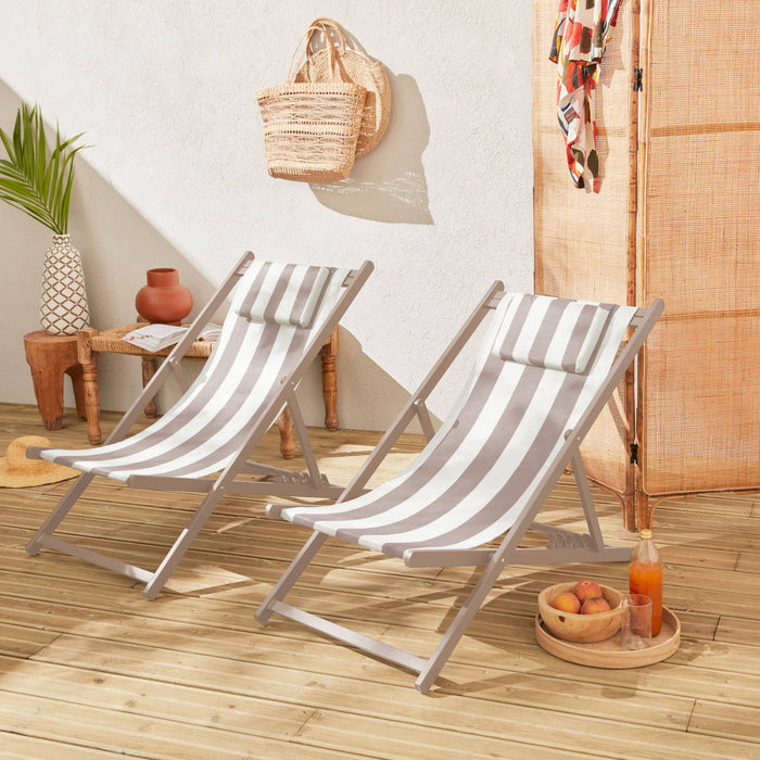 sweeek - Aluminium ligstoel met meerdere posities (set van 2)