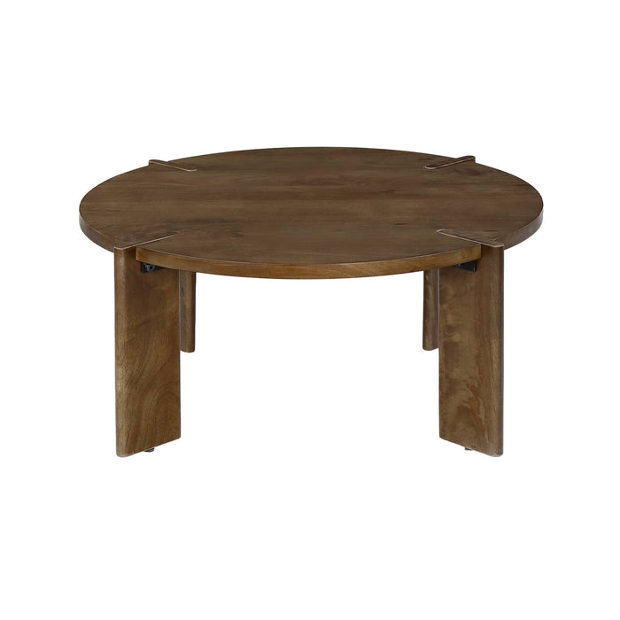 sweeek - Ronde salontafel in massief hout 80cm