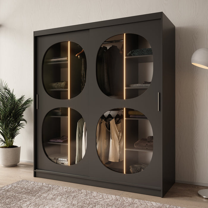 Meubella - Kledingkast Bravanti - Zwart - 180 cm