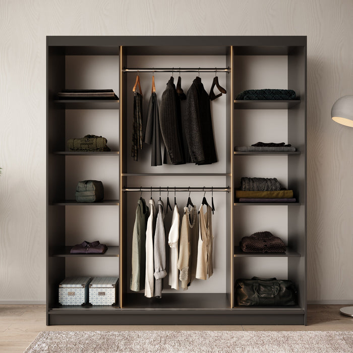 Meubella - Kledingkast Bravanti - Zwart - 180 cm