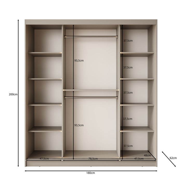 Meubella - Kledingkast Bravanti - Zwart - 180 cm