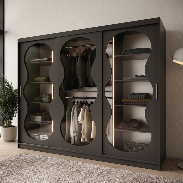 Meubella - Kledingkast Bunaro - Zwart - 250 cm