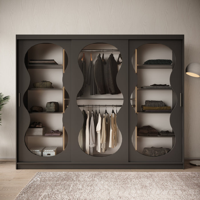 Meubella - Kledingkast Bunaro - Zwart - 250 cm