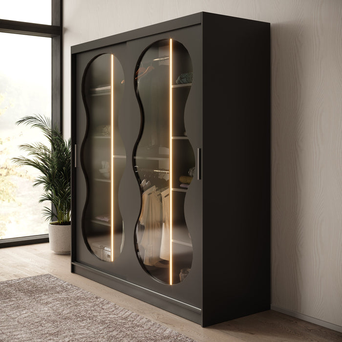 Meubella - Kledingkast Bunaro - Zwart - 180 cm