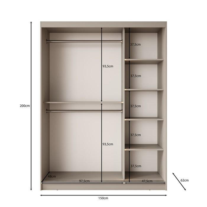 Meubella - Kledingkast Bravanti - Beige - 150 cm