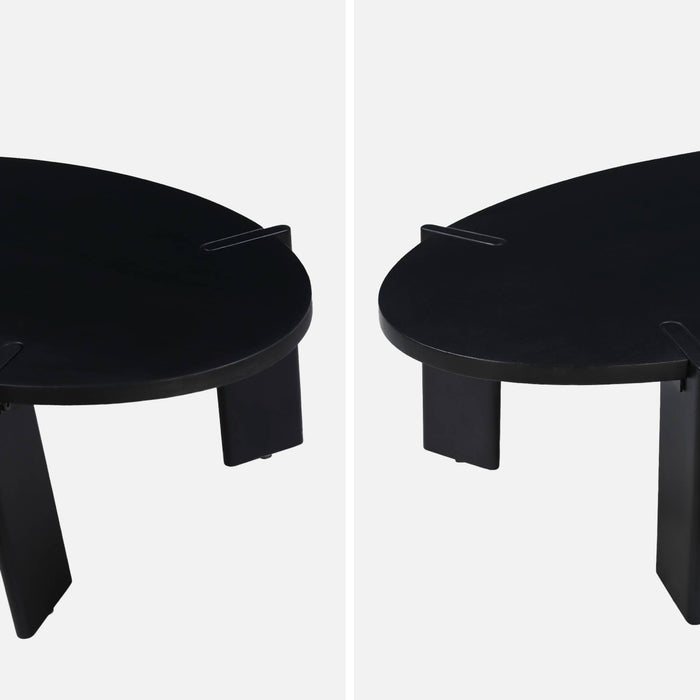 sweeek - Ovale salontafel in massief hout 120cm