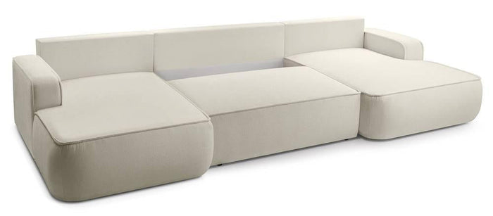 NADUVI Collection U-slaapbank Monteno bouclé met opbergruimte