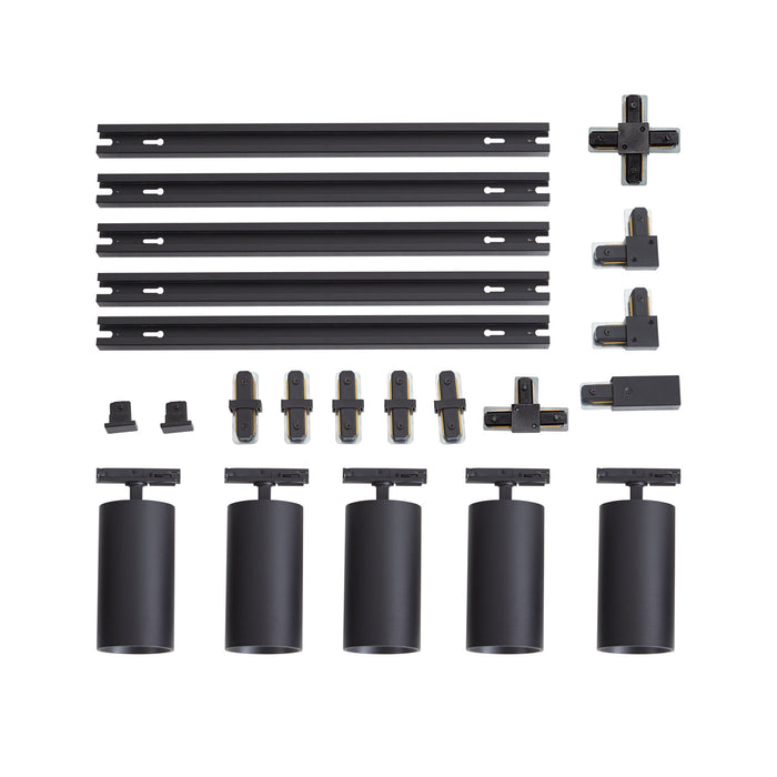 QAZQA Modern railsysteem met 5 spots zwart 1-fase - Iconic Mark