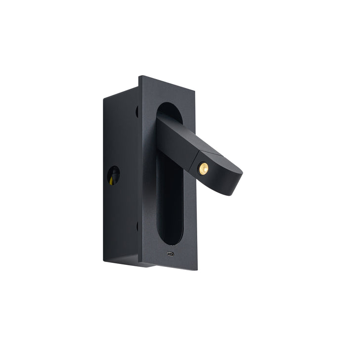 QAZQA Moderne wandlamp zwart incl. LED en USB-C poort - Hilton