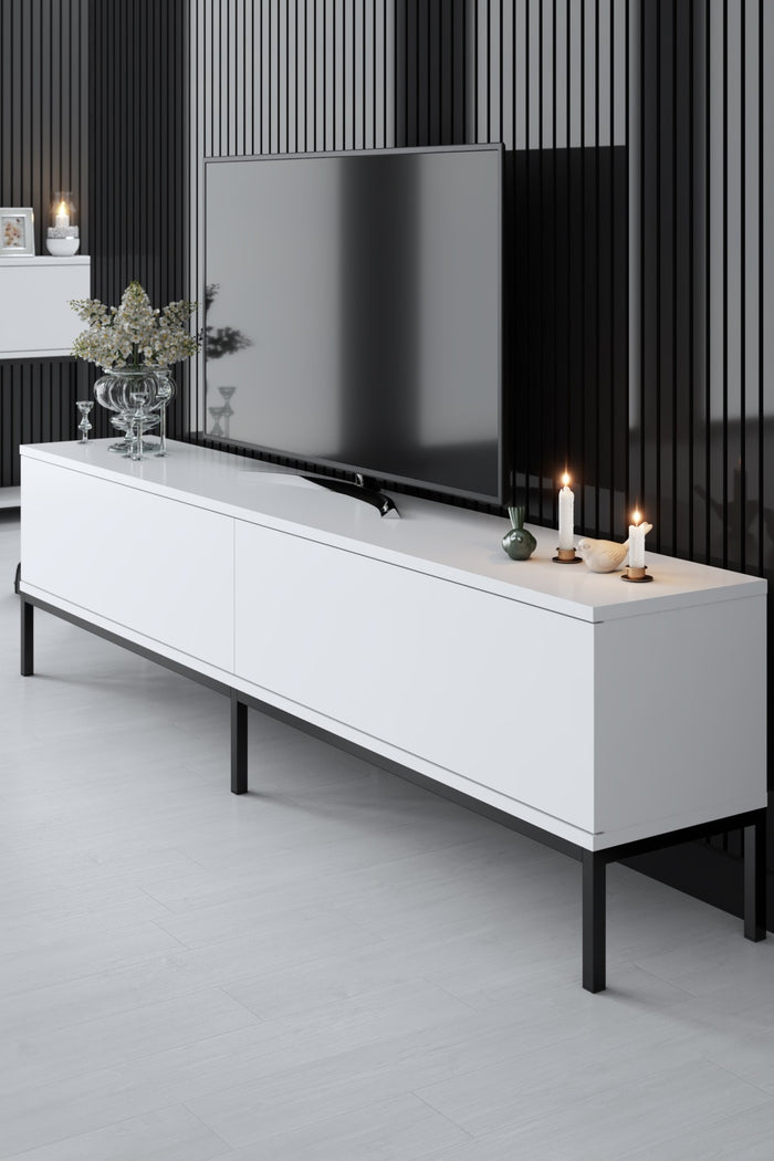 Giga Meubel - Tv-meubel Wit|Zwart Hout - 180x30x47cm - Lord