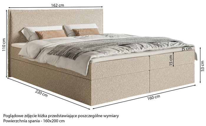 NADUVI Collection Boxspring Esmay chenille met opbergruimte en topper