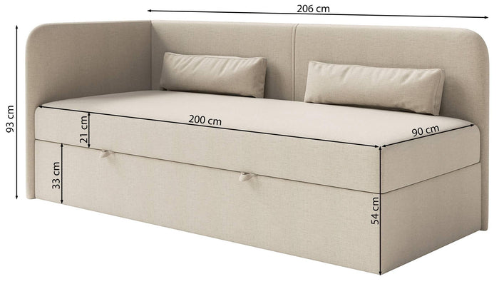 NADUVI Collection Jeugdbed Cambrils chenille links 90 x 200 cm met