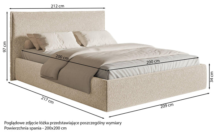 NADUVI Collection Bedframe Esmay chenille 200 x 200 cm