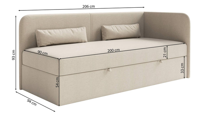 NADUVI Collection Jeugdbed Cambrils chenille rechts 90 x 200 cm met