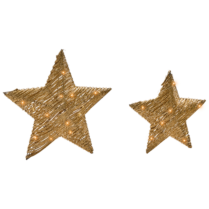 Beliani - HAMPEN - LED-decoratie set van 2 - Goud - Metaal