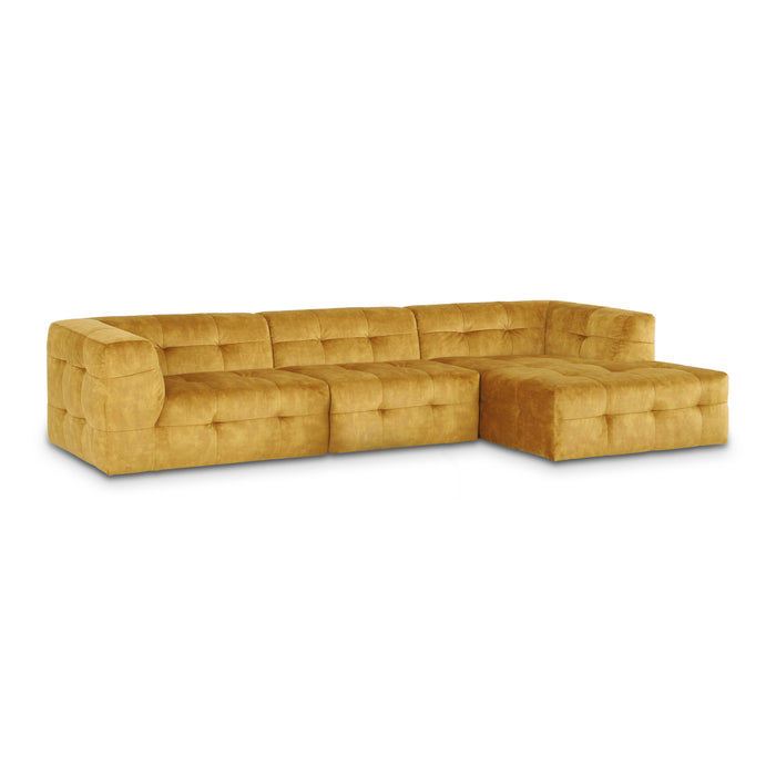 by fonQ Wies 3,5-zits Hoekbank Rechts - Fluweel - Goudgeel