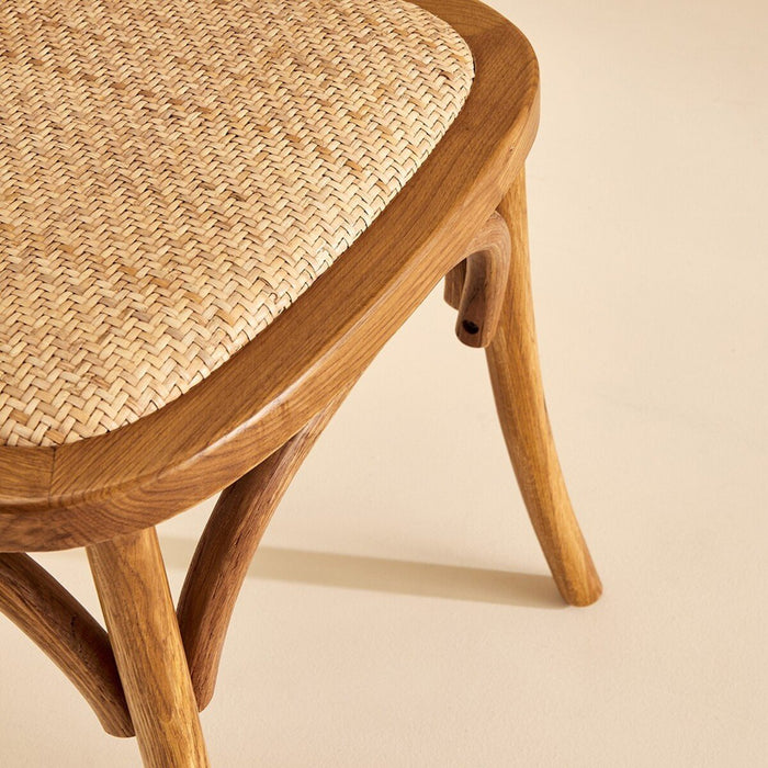 Calicosy - Set van 2 eiken stoelen met rotan zitting OLYMPIA - Bruin