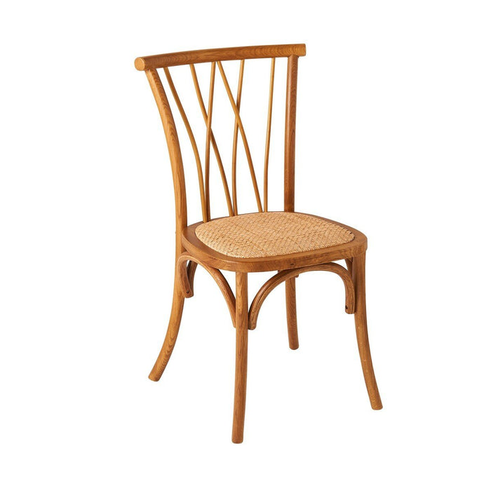 Calicosy - Set van 2 eiken stoelen met rotan zitting OLYMPIA - Bruin